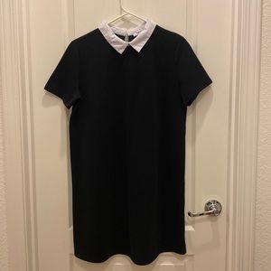 Zara white collared black shift dress size large